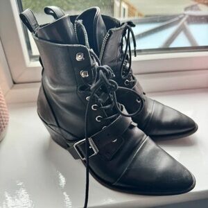 All Saints Black Leather Combat Boots
